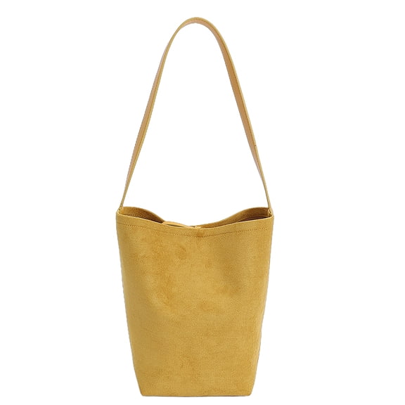 Suede Bucket Bag Fashion Shoulder Bag Slouchy Hobo Bag For Women (Yellow)