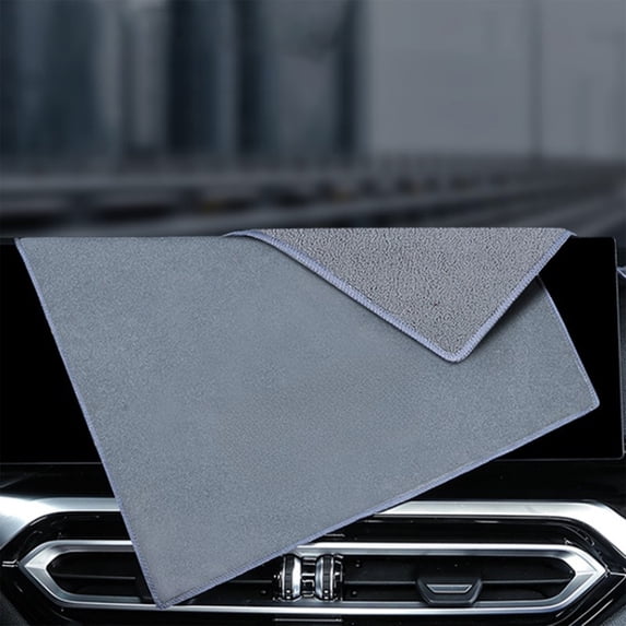 Suede Car Wash Towel 16x12in Double Sided Microfiber Cleaning Cloth Highly Absorbent Lint Free Quick Dry Auto Detailing Rag for Washing Drying Polishing Interior Glass