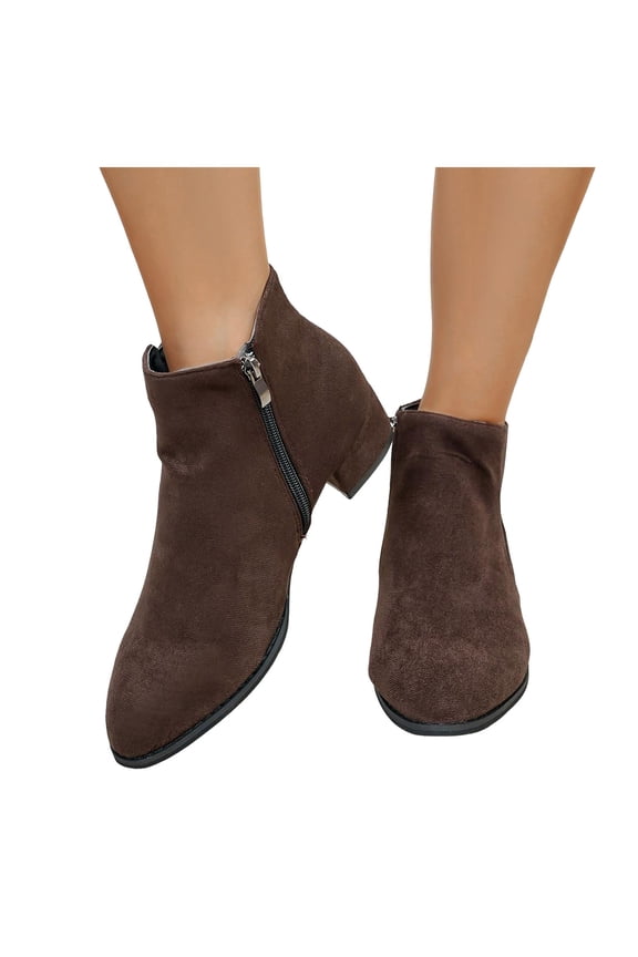 Suede Chelsea Boots Women Zip up Low Block Heel Pointed Toe Dress Fall Ankle Booties Slip on Stretch Short Boots