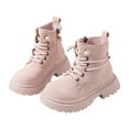 thumbnail image 1 of Suede Chunky Ankle Boots for Girls Round Toe Lace up Lug Sole High Top Zipper Fall Winter Booties, 1 of 7