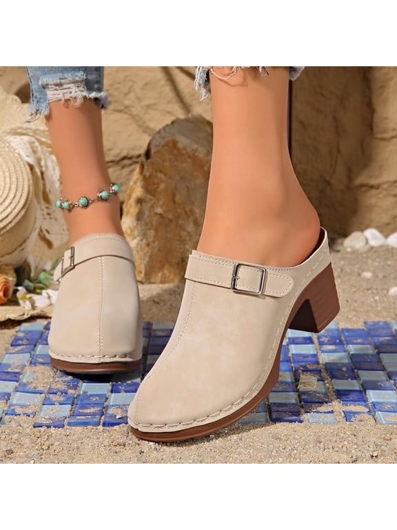 Suede Clogs for Women, Slip-On Mule Clogs for Women – Memory Foam and Arch Support for All -Day Comfort and Support – Lightweight Eva Outsole for Long-Lasting Wear, Beige 10