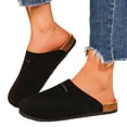 thumbnail image 1 of Suede Clogs for Women Men Retro Cork Footbed Slides Closed Round Toe Sandals Nonslip Flat Walking Shoes Black Size 6, 1 of 6