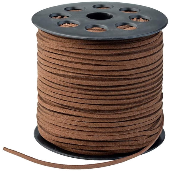 Suede Cord 3mm x100 Yards, Coffee Faux Leather Lace with Spool, for Bracelet Necklace Beading, DIY Handmade Crafts, Jewelry Making, Gift Decor, Hair Accessories