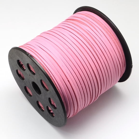 Suede Cord Suede Lace One Side Covering with Imitation Leather Pearl Pink 2.7x1.4mm about 98.42 yards(90m)/roll