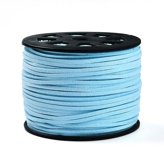 Suede Cords Suede Lace Light Sky Blue 1/8 inch(3mm)x1.5mm 100yards/roll(91.44m/roll) 300 feet/roll