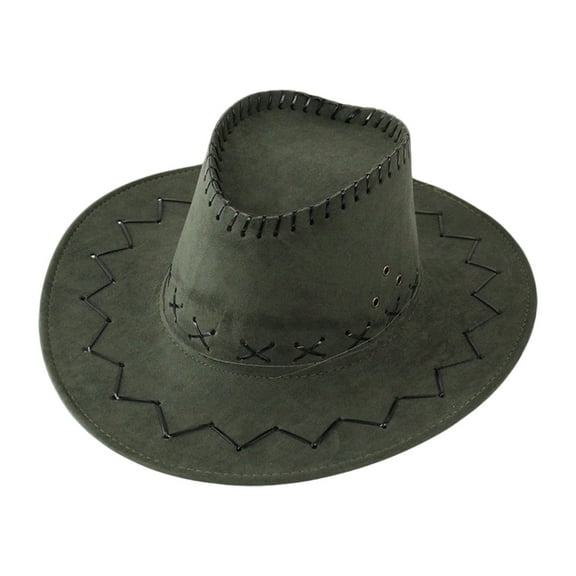 Suede Cowboy Hat Themed Party Dress Up Accessory for Kids Play Wear,Army Green,One Size