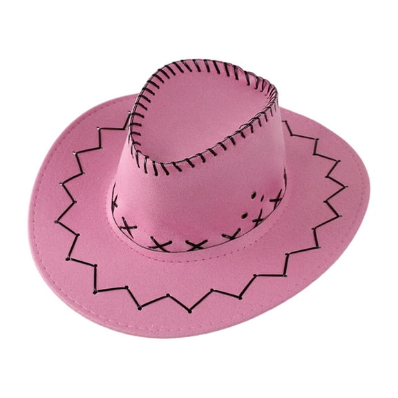 Suede Cowboy Hat Themed Party Dress Up Accessory for Kids Play Wear,Pink,One Size