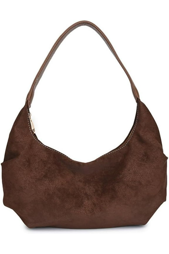 Suede Crescent Tote Bag for Women Half Moon Hobo Shoulder Bag Faux Suede Slouchy Crescent Handbag Vintage Suede Purse