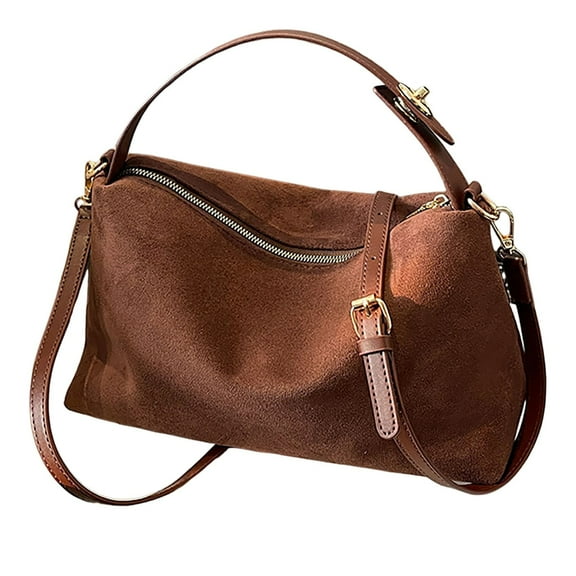Suede Crossbody Hobo Bags for Women Slouchy Crescent Top Handle Shoulder Satchel Purse and Handbags