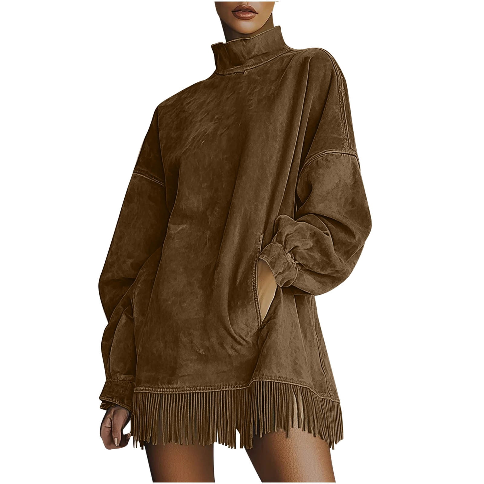 Suede Dresses for Women Turtleneck Fringe Hem Mini Dress with Pockets Loose Fit Long Sleeve Skirts Elegant Vintage Dress Fall Winter Outfits Fashion Outwear Workout Loungewear - Walmart.com Suede Dresses for Women Turtleneck Fringe Hem Mini Dress with Pockets Loose Fit Long Sleeve Skirts Elegant Vintage Dress Fall Winter Outfits Fashion Outwear Workout Loungewear - Walmart.com