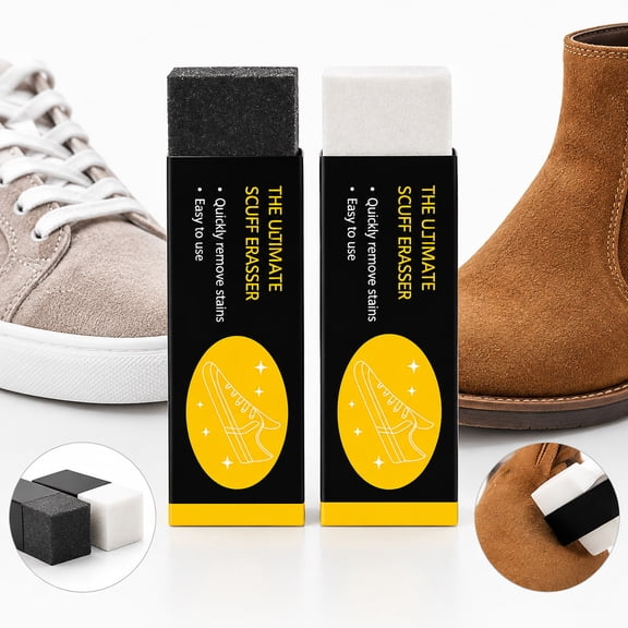 Suede Eraser Shoe Cleaner, 2 Pack Black and White Nubuck Cleaning Blocks for Sneakers, Suede Shoes, Boots, and Small Stain Care, 7.7 x 2.7 x 1.7 cm