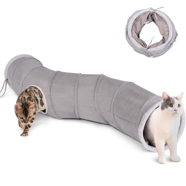 Suede Fabric Cat Tunnel Collapsible Durable Hideaway Toy for Indoor