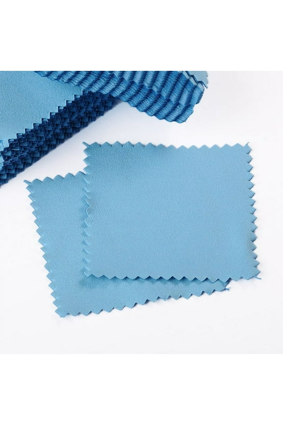 Suede Fabric Square Silver Polishing Cloth Jewelry Cleaning Cloth 925 Sterling Silver Anti-Cleaner Light Sky Blue 78.5x78.5x0.2mm