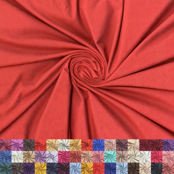 LitLook Micro Suede Faux Knit Fabric by the Yard - Stretch Brushed Suede for Dresses, Jackets, Leggings, Fall & Winter Fashion - Atomic Coral