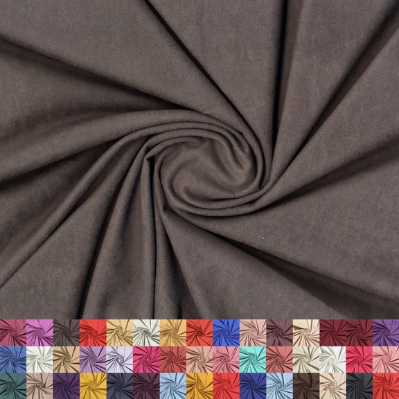 LitLook Micro Suede Faux Knit Fabric by the Yard - Stretch Brushed Suede for Dresses, Jackets, Leggings, Fall & Winter Fashion - Grey