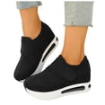 thumbnail image 1 of Women's Vintage Suede Platform Dress Shoes Wedge Non Slip Dress Loafers Round Toe Slip On Casual Orthopedic Tennis Shoes Black Size 8, 1 of 5