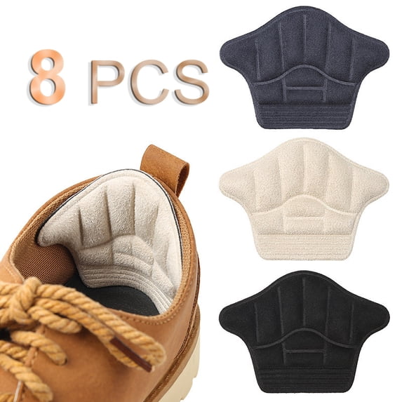 Suede Heel Grips, Anti‑Slip, Anti‑Wear, Soft Sponge, 8PCS, Thickness 0.28"