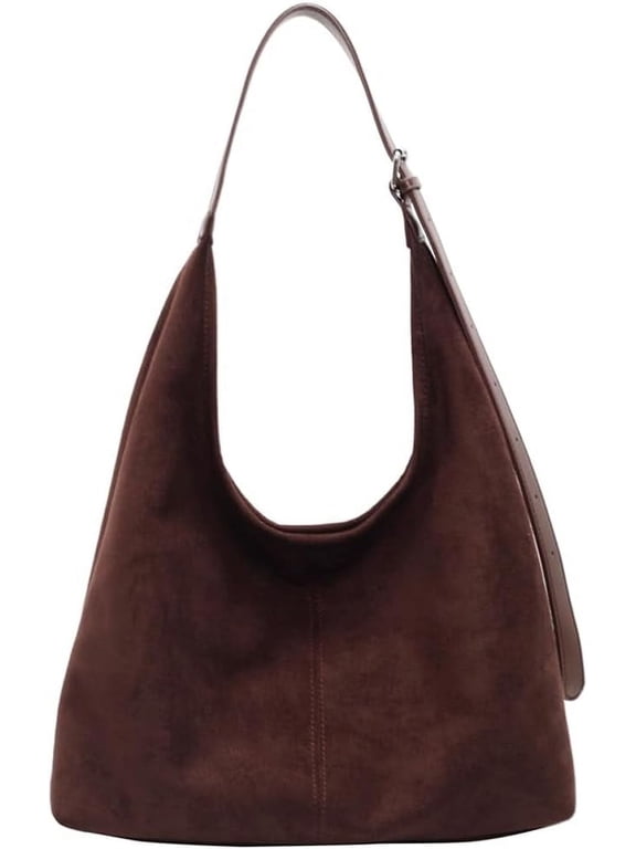 Suede Hobo Bag Slouchy Bags for Women Brown Tote Handbag Large Work Bag Retro Suede Shoulder Bag Travel Shopping Bag