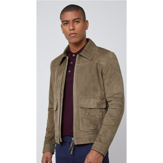 Suede Jacket, Khaki Suede Jacket, Men’s Suede Jacket