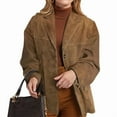 thumbnail image 1 of Suede Jacket Y2k Outerwear Brown Faux Leather Jacket Women Fall Fashion Trendy Old Money Oversized Blazer Brown XL, 1 of 9