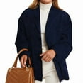 thumbnail image 1 of Suede Jacket Y2k Outerwear Brown Faux Leather Jacket Women Fall Fashion Trendy Old Money Oversized Blazer Dark Blue M, 1 of 7