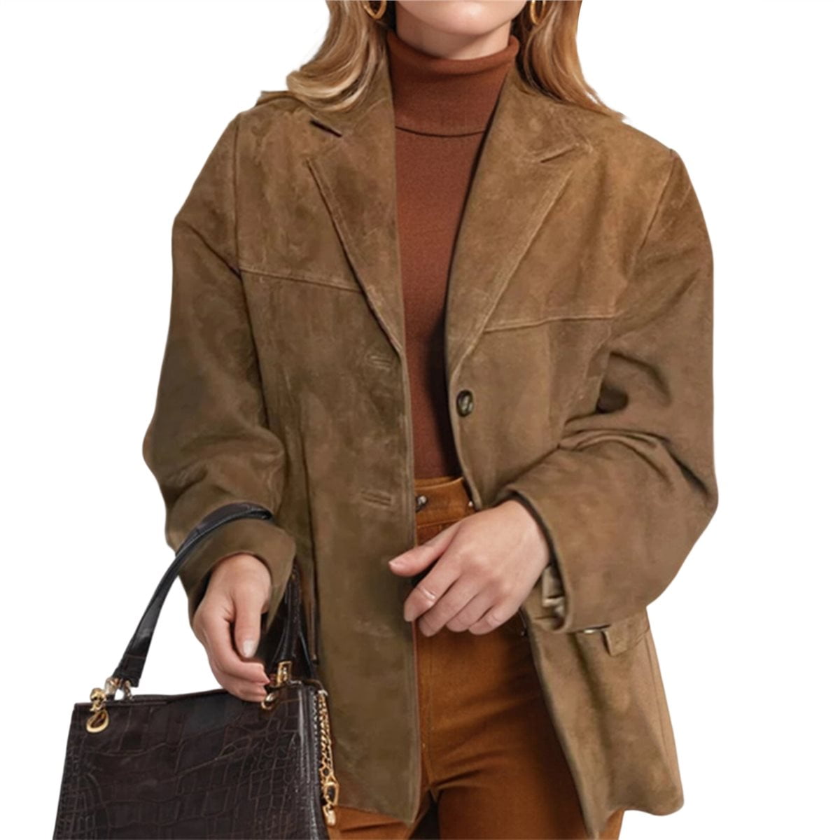 Suede Jacket Y2k Outerwear Brown Faux Leather Jacket Malta