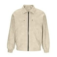 thumbnail image 1 of Suede Jacket for Men Loose Faux Leather Outwear Casual Full Zip Vintage Varsity Leather Bomber Jacket Jacket Windproof Beige M, 1 of 7