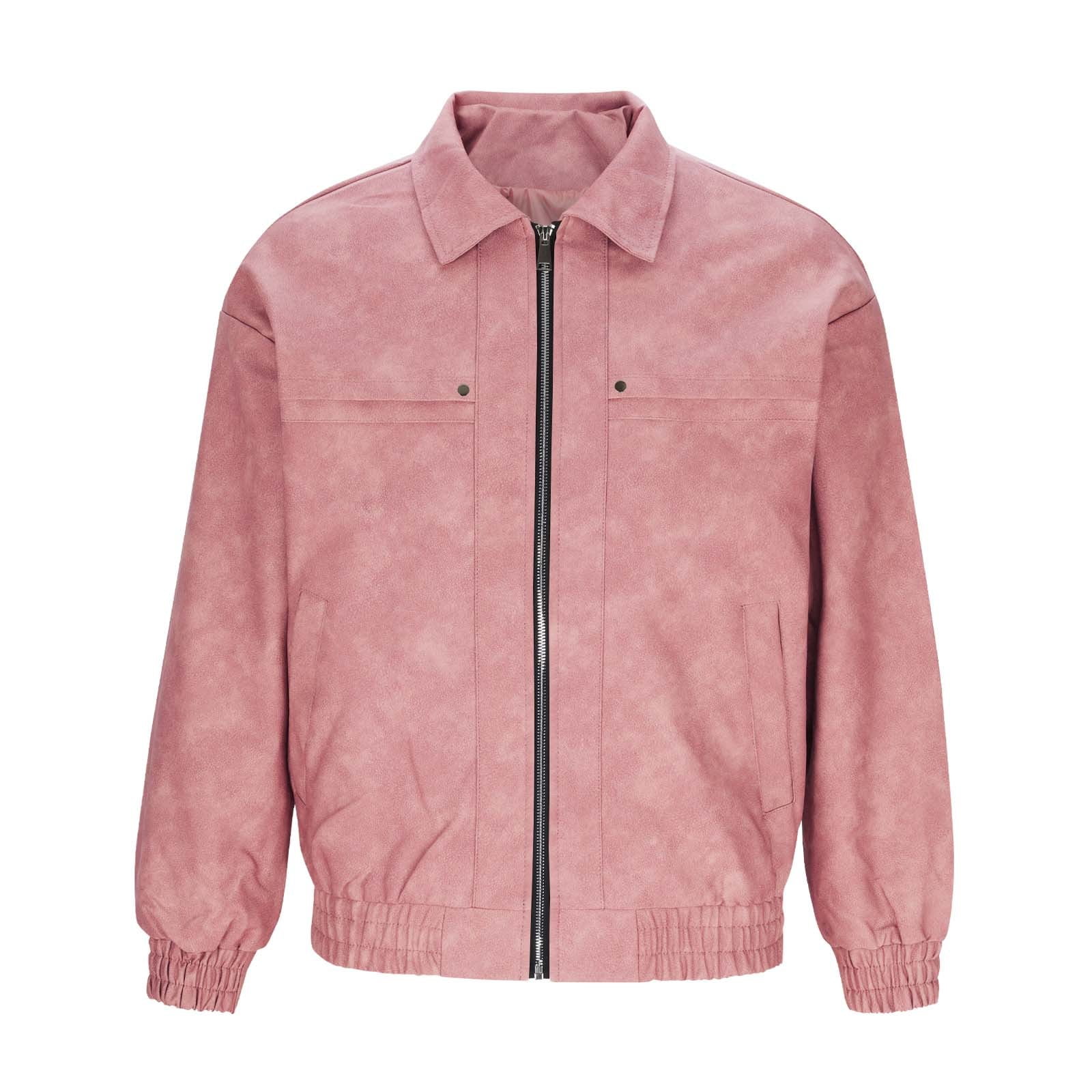 Suede Jacket for Men Loose Faux Leather Outwear Casual Full Zip