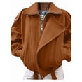 thumbnail image 1 of Suede Jacket for Women Fall Winter Cropped Y2k Oversized Faux Leather Blazer Jackets Amber Color L, 1 of 7