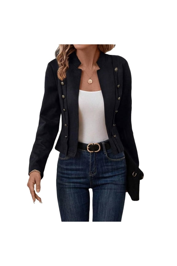 Suede Jacket for Women, Notch Lapel Shacket Jacket, Fashion Button Coat, 2025 Fall Winter Overcoat Cropped Peacoat Trendy Design Coats