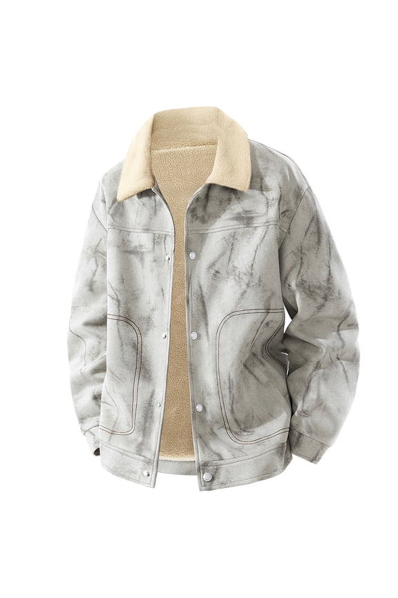 Suede Jackets for Men Long Sleeve Trucker Jacket Vintage Button Down Lapel Cowboys Bomber Jackets