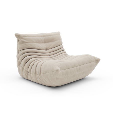 Suede Lazy Floor Accent Bean Bag Caterpillar Sofa for Living Room Light Grey