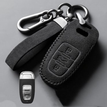 Real Carbon Fiber Hard Case For Audi A3 A4 A5 A6 Retractable Key Fob - Black, Glossy UV-Coated