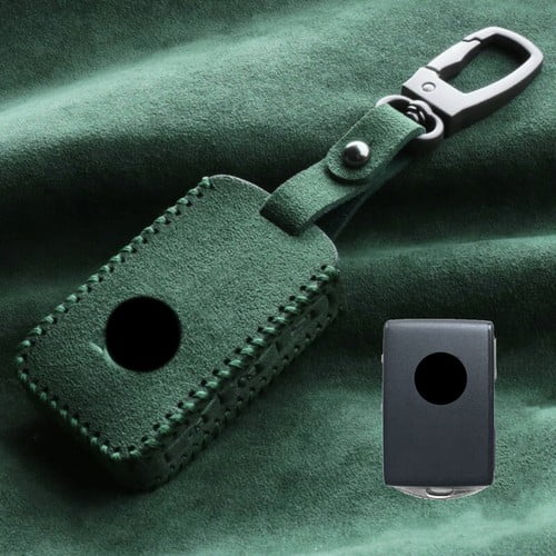 SANRILY Suede Leather Key Fob Cover For Volvo XC90 XC60 S90 V90 2018-2020 – Red Protective Shell Case With Keychain Loop