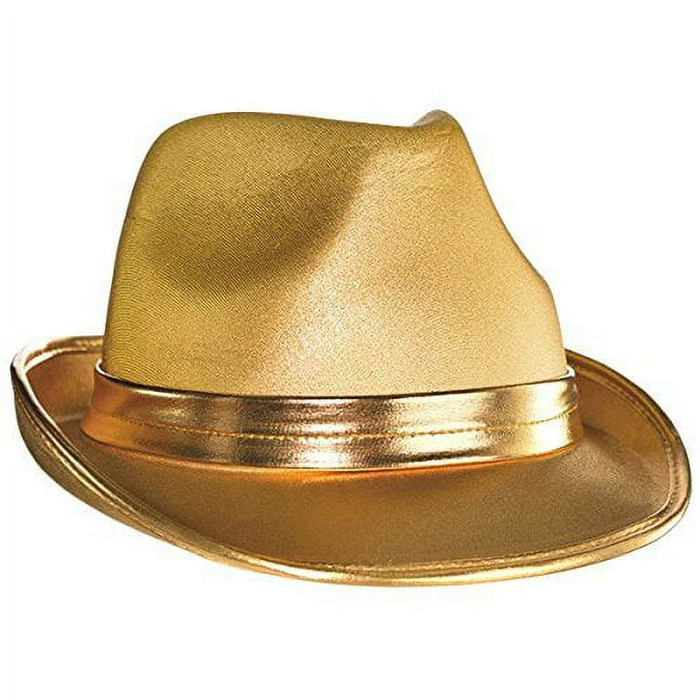 Suede Like Finish Gold Velour Fedora Hat with Matching Color Hatband