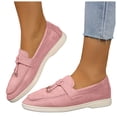 thumbnail image 1 of Suede Loafers for Women Dressy Fringe Slip on Flat Shoes Casual Lightweight Outdoor Walking Driving Shoes Pink Size 7.5, 1 of 8