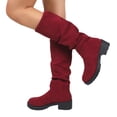 thumbnail image 1 of Suede Look Boots,Knee High Boots for Women - Refined Tall Dress Boots with Suede-Look Upper, Round Toe and Pull On Knee Boots, Tall Shaft Fashion Boots, Easy-to-Style Casual Footwear for Fall Winter, 1 of 8