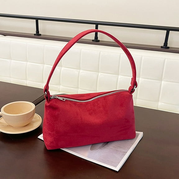 Suede Mini Tote Shoulder Bag For Women 2025 Fall Winter Fashion Handbag Elegant Clutch Purse