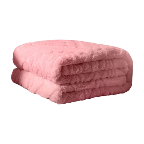 Suede Nap Shawl Blanket, Plush Warm Lightweight, Ideal for Office Naps Cozy Bed Sofa Leisure Use ( Pink )