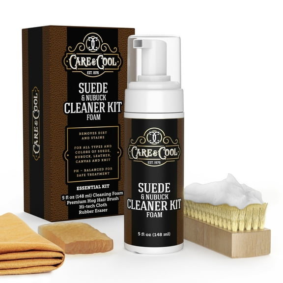 Suede & Nubuck Cleaner Kit FOAM. Restores Color & Vibrancy to Shoes, Boots, Clothes, and Furniture. Includes Premium Hog Brush, HiTech Cloth & Eraser.