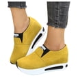 thumbnail image 1 of Suede Platform Loafers for Women Comfortable Wide Toe Box Slip On Orthopedic Walking Shoes Casual Non Slip Work Shoes Yellow Size 7, 1 of 8
