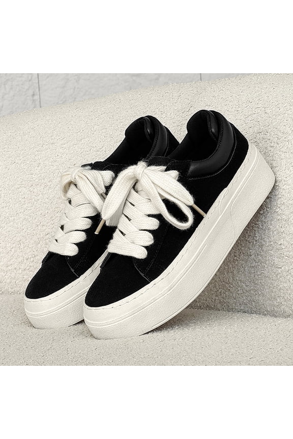 Suede Platform Skate Sneakers With Extra Thick Wide Laces