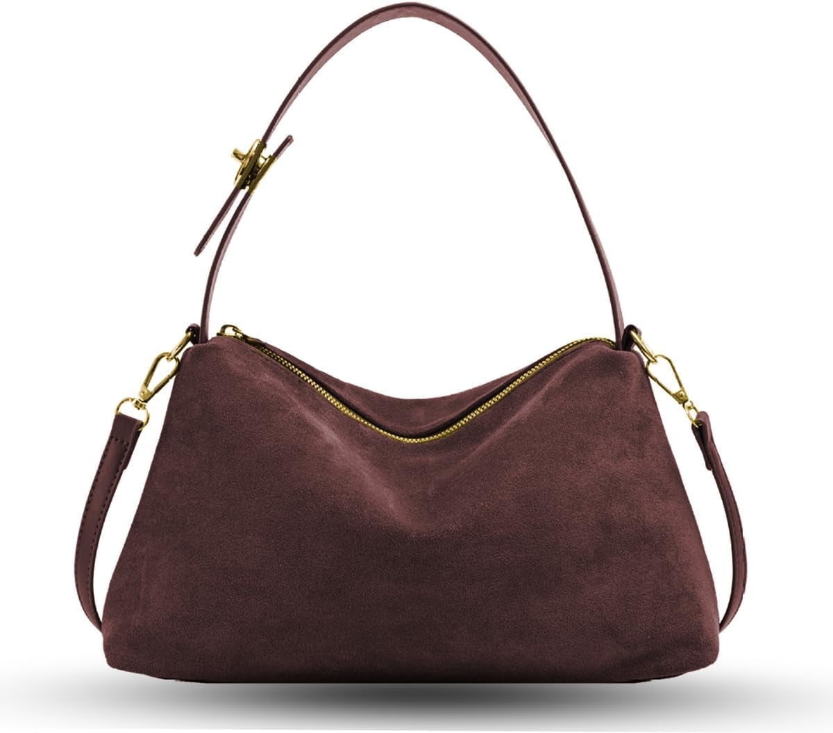 Suede Purses for Women Fashion Slouchy Shoulder Bag Retro Crescent Satchel Hobo Handbags for 2024