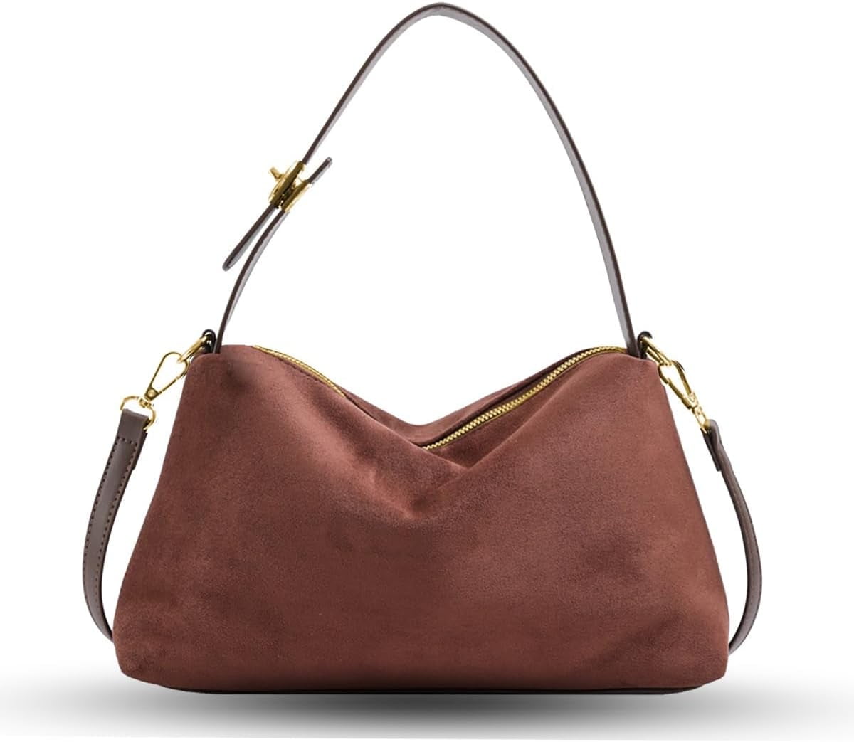 Suede Purses for Women Fashion Slouchy Shoulder Bag Retro Crescent Satchel Hobo Handbags for 2024