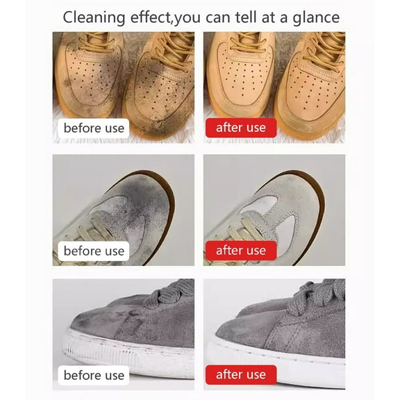 Suede Shoe Brush And Eraser Soft Crepe Brush, 2 in 1 Suede Cleaner with Rubber Head for Nubuck Leather, Compact 4.9X1.65 Inches, One Plastic Suede Shoe Cleaning Brush * 3