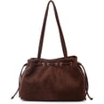 thumbnail image 1 of Suede Shoulder Bag Vintage Drawstring Medium Handbag Slouchy Purse, 1 of 7