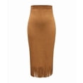 thumbnail image 1 of Suede Skirts for Women Fall Winter Midi Pencil Skirt with Tassel Light Brown XL, 1 of 7