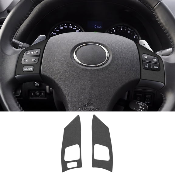 Suede Steering Wheel Button Frame 3 Holes for 2006-2012 Lexus IS Interior Accessories 2pcs, Black