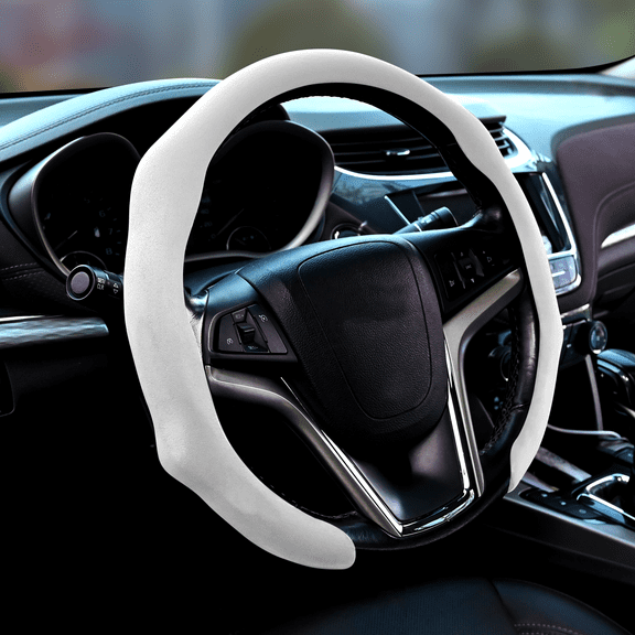 Suede Steering Wheel Cover Breathable, Odorless, Comfortable Anti-Slip Grip, 15.5-16 Inch Wheels Upgrade Your Car Interior with a Universal Fit for Men and Women, Stylish and Functional Design(White)