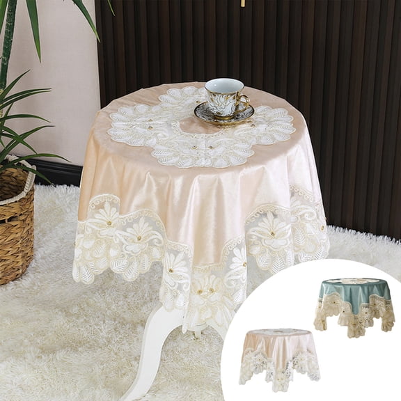 Suede Tablecloth Embroidered Diamond Studded Elegant Dining Table Cover for Formal Dinners and Holiday Entertaining Akmoler
